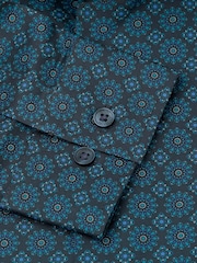 Brook Taverner Teal Blue Paisley Print Cotton Shirt - Image 7 of 7