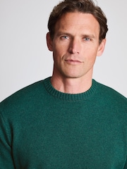Brook Taverner Dark Green Lambswool Crew Neck Jumper - Image 2 of 3
