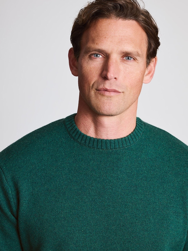 Brook Taverner Dark Green Lambswool Crew Neck Jumper - Image 2 of 3
