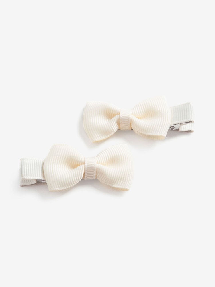 JoJo Maman Bébé Cream Pair Of Bow Clips - Image 1 of 2
