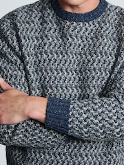 Brook Taverner Blue Nep Textured Lambswool Crew Neck Jumper - Image 4 of 4