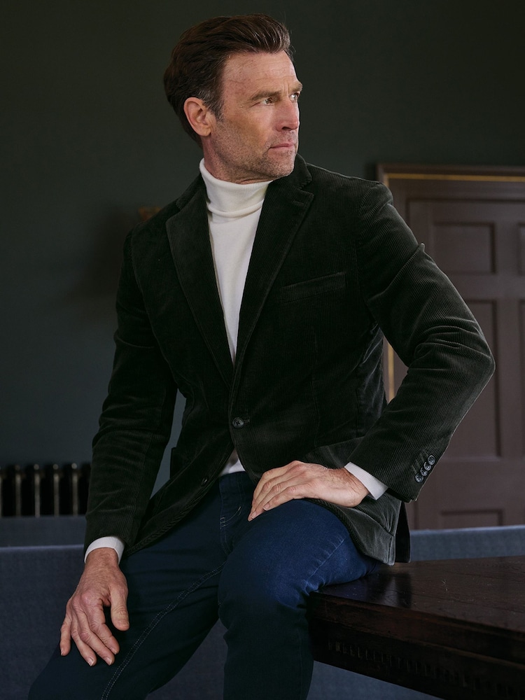 Brook Taverner Green Corduroy Stretch Cotton Jacket - Image 1 of 6 Brook Taverner Green Corduroy Stretch Cotton Jacket - Image 1 of 6