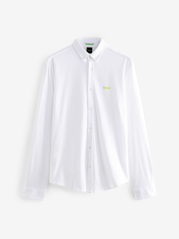 BOSS White Biado Long Sleeve Jersey Shirt - Image 6 of 6