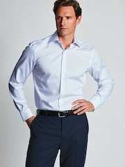 Brook Taverner Blue Regular Fit Non-Iron Twill Cotton Shirt - 33.5" Sleeve - Image 1 of 6