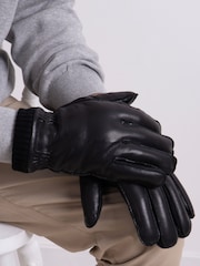 Guantes de cuero de hombre de máxima calidad con puño de punto de canalé y forro de piel de oveja Isotoner de Totes - Imagen 1 de 2