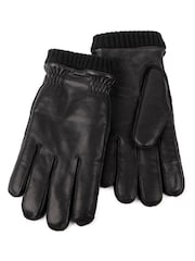 Guantes de cuero de hombre de máxima calidad con puño de punto de canalé y forro de piel de oveja Isotoner de Totes - Imagen 2 de 2