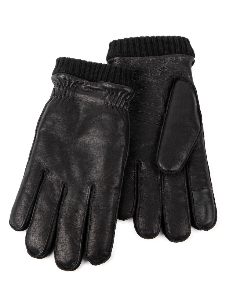 Guantes de cuero de hombre de máxima calidad con puño de punto de canalé y forro de piel de oveja Isotoner de Totes - Imagen 2 de 2