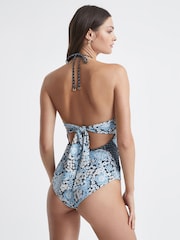 Reiss Navy Print Megan Printed Cut-Out Swimsuit - Image 4 of 4