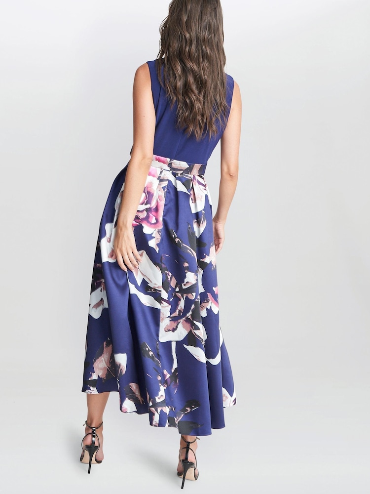 Gina Bacconi Blue Megan Sleeveless Floral High Low Dress - Image 2 of 5