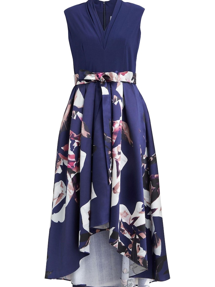 Gina Bacconi Blue Megan Sleeveless Floral High Low Dress - Image 5 of 5