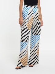 River Island Blue Box Pleated Wide Leg Trousers - Image 1 of 5