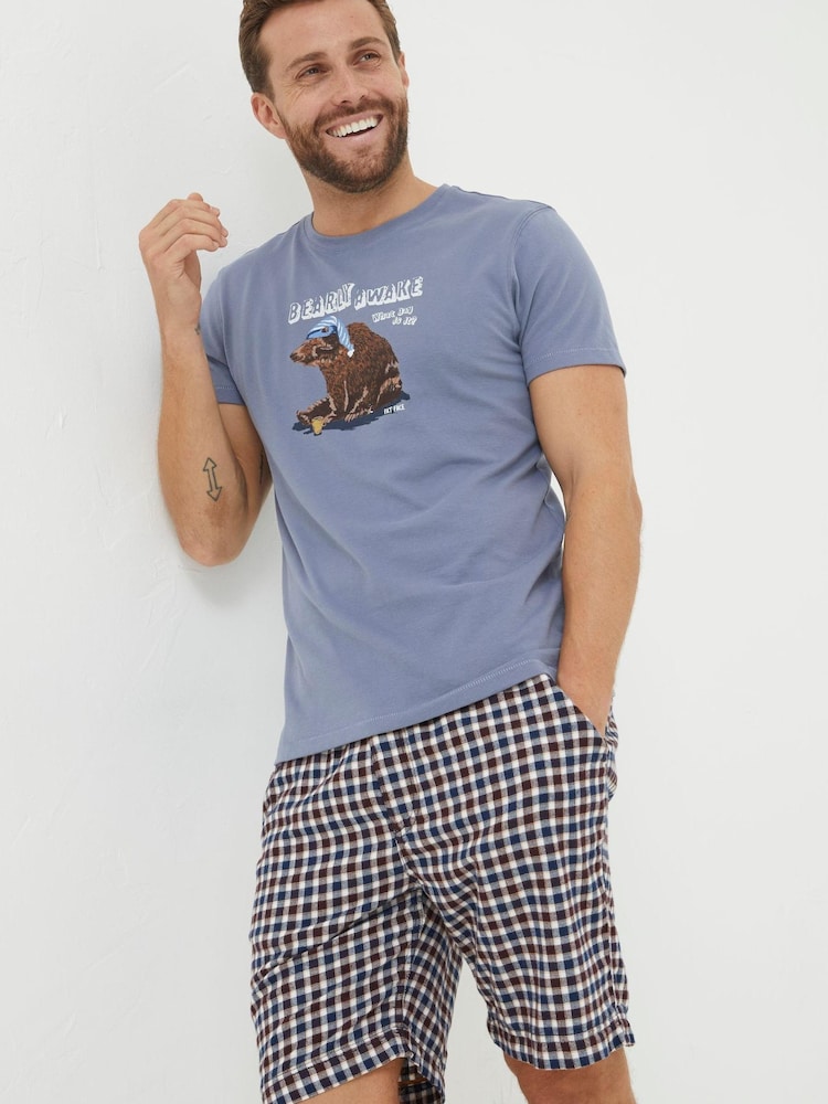 FatFace Blue Bearly Awake T-Shirt - Image 1 of 4