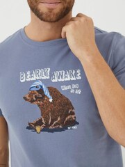 FatFace Blue Bearly Awake T-Shirt - Image 3 of 4