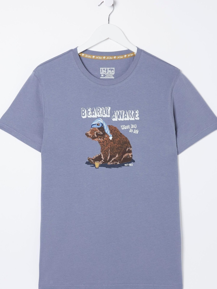 FatFace Blue Bearly Awake T-Shirt - Image 4 of 4