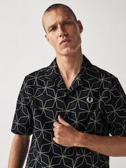 Fred Perry Geometric Print Revere Collar Resort Short Sleeve Shirt - Image 4 of 7