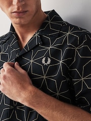 Fred Perry Geometric Print Revere Collar Resort Short Sleeve Shirt - Image 5 of 7