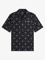 Fred Perry Geometric Print Revere Collar Resort Short Sleeve Shirt - Image 6 of 7