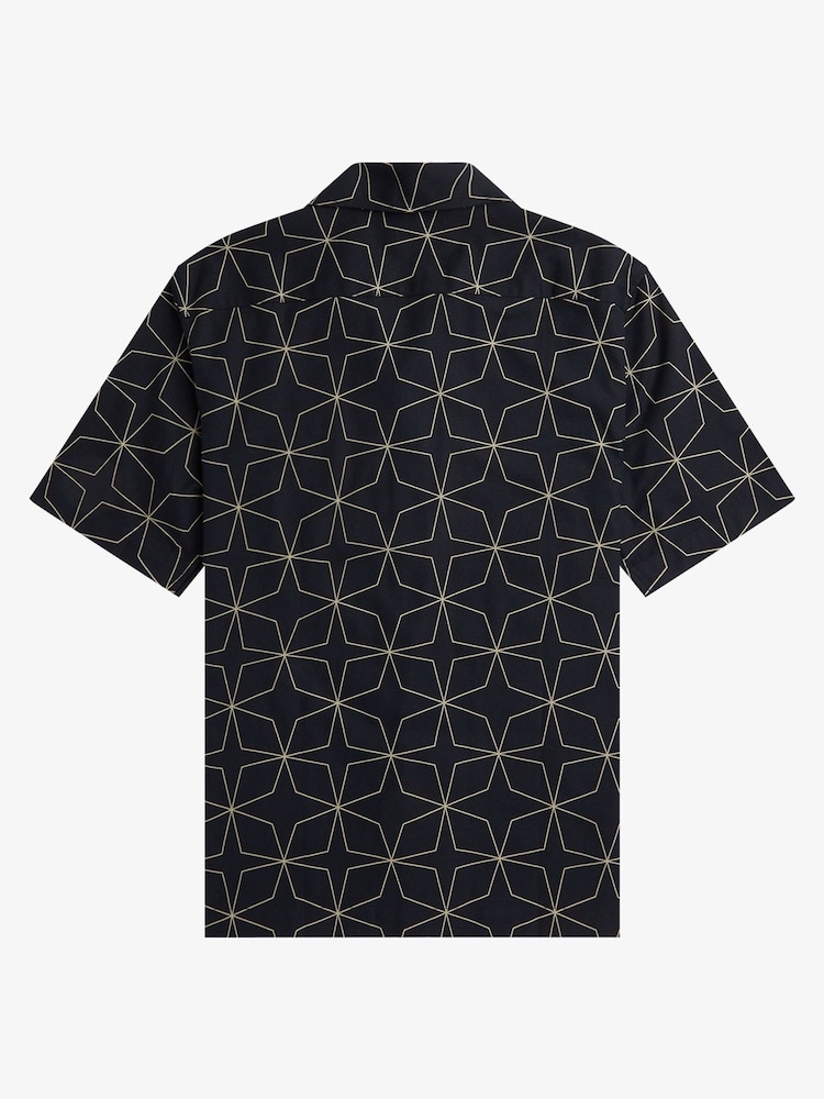 Fred Perry Geometric Print Revere Collar Resort Short Sleeve Shirt - Image 7 of 7