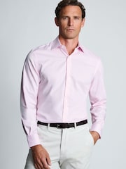 Brook Taverner Pink Tailored Fit Non-Iron Twill Cotton Shirt - 33.5" Sleeve - Image 1 of 6