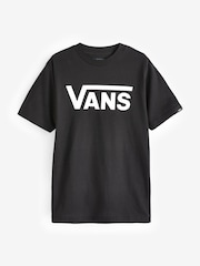 Черный/белый - Классическая футболка для мальчиков с логотипом Vans - Изображение 1 из 3