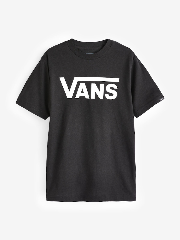 Черный/белый - Классическая футболка для мальчиков с логотипом Vans - Изображение 1 из 3