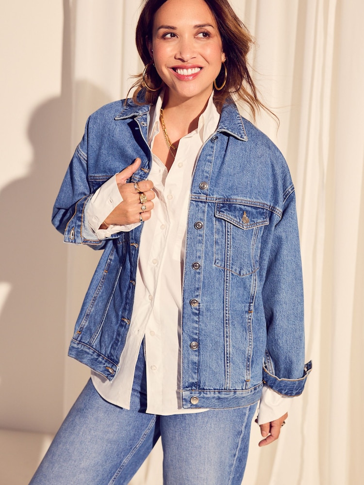 Myleene Klass Oversized Blue Denim 100% Cotton Jacket - Image 1 of 5