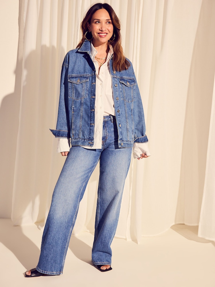 Myleene Klass, übergroße Jacke aus blauem Denim, 100 % Baumwolle - Image 4 of 5