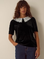 Бархатный топ с кружевным воротником Monsoon Lenora - Изображение 1 5