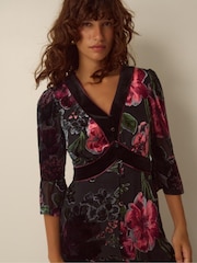 Monsoon Red Anya Floral Devoré Maxi Dress - Image 2 of 4