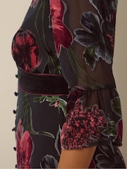 Monsoon Red Anya Floral Devoré Maxi Dress - Image 3 of 4