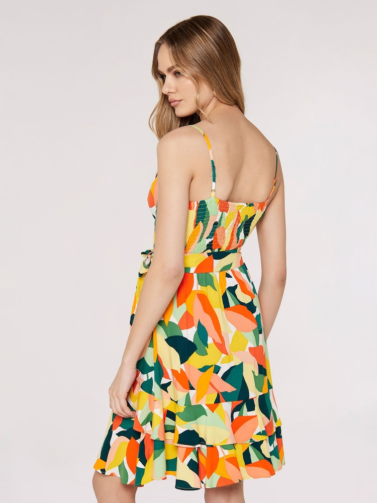 Apricot Multi Colourblock Leaf Cami Dress - Image 2 of 4
