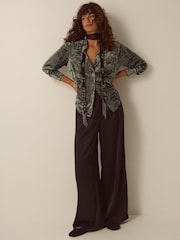 Monsoon Green Ola Oversized Velvet Shirt - Image 2 of 5