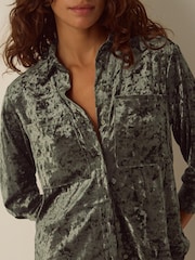 Monsoon Green Ola Oversized Velvet Shirt - Image 3 of 5