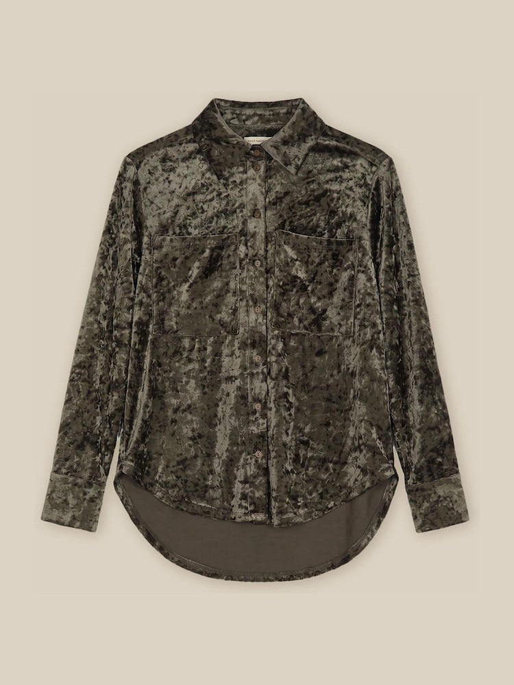 Monsoon Green Ola Oversized Velvet Shirt - Image 5 of 5