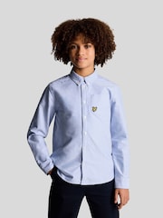 Lyle & Scott Blue Boys Long Sleeve Oxford 100% Cotton Shirt - Image 1 of 3