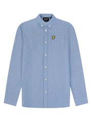 Lyle & Scott Blue Boys Long Sleeve Oxford 100% Cotton Shirt - Image 3 of 3