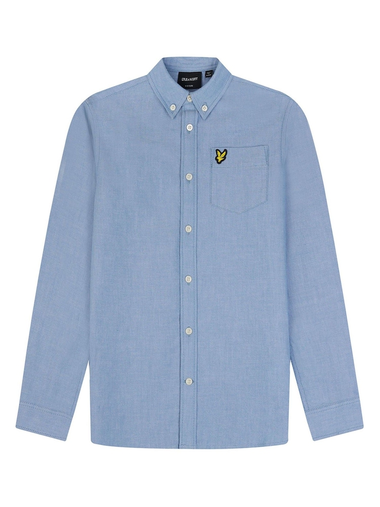 Lyle & Scott Blue Boys Long Sleeve Oxford 100% Cotton Shirt - Image 3 of 3 Lyle & Scott Blue Boys Long Sleeve Oxford 100% Cotton Shirt - Image 3 of 3