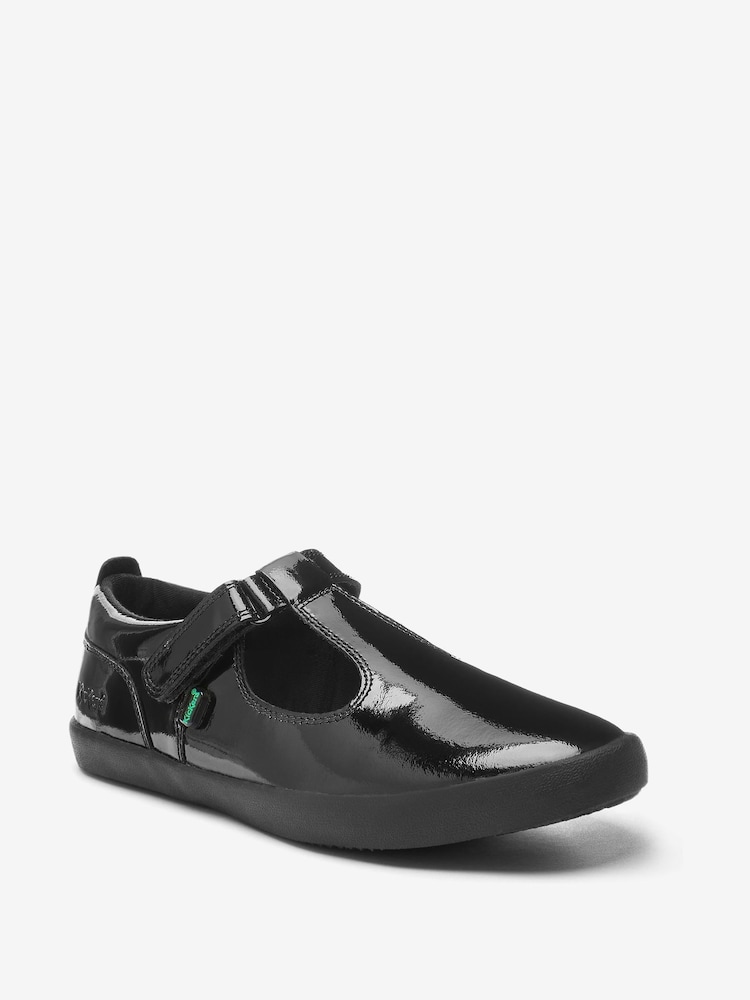 Kickers Black Youth Kariko T-Bar Hook And Loop Patent Leather School Shoes - Image 2 of 8
