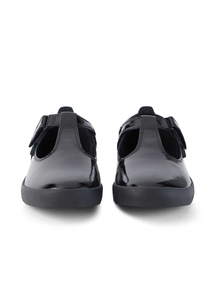 Buy Kickers Black Youth Kariko T-Bar Hook And Loop Patent Leather