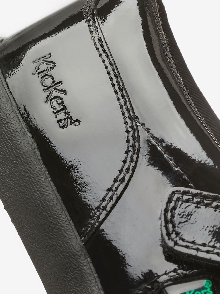 Kickers Black Youth Kariko T-Bar Hook And Loop Patent Leather School Shoes - Image 8 of 8