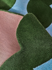 Eleanor Bowmer Blue Wavey Stripe Wool Rug - Image 4 of 5