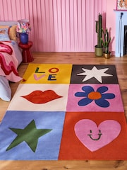 Eleanor Bowmer Multi Love Icons Wool Rug - Image 1 of 5