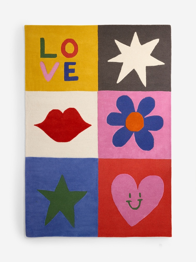 Eleanor Bowmer Multi Love Icons Wool Rug - Image 5 of 5