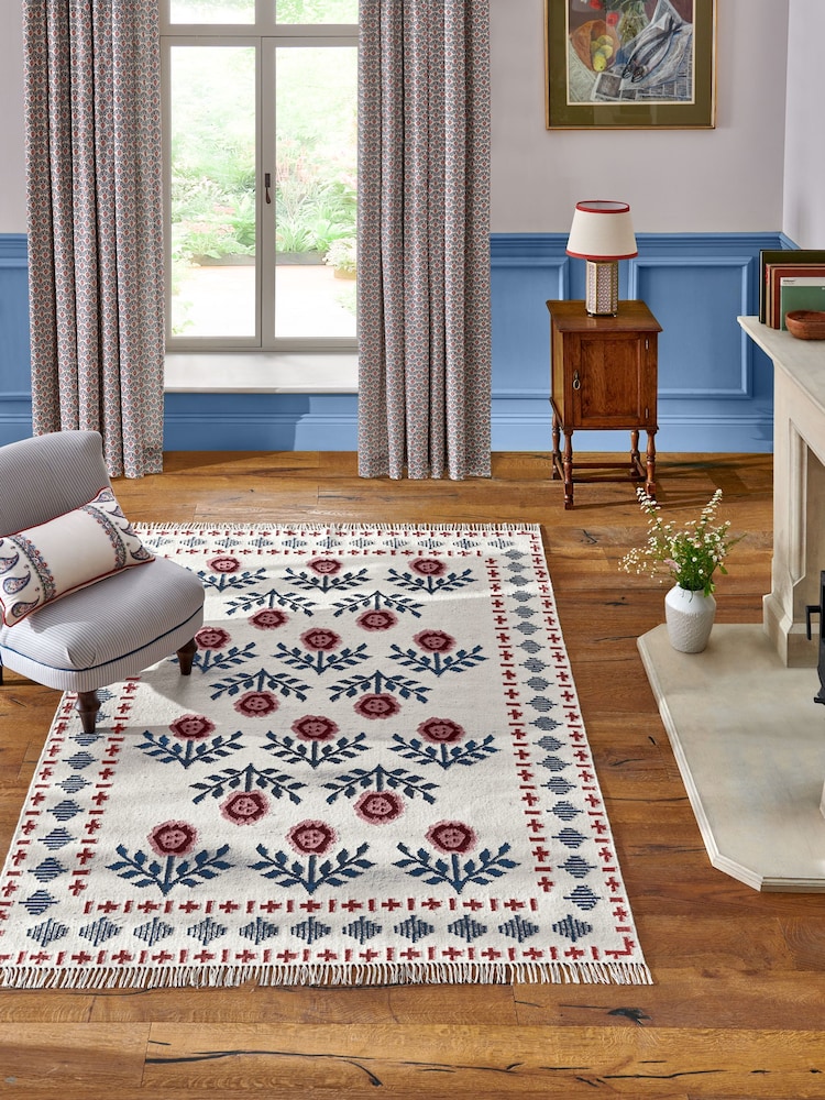 Joules Cream Attingham Floral Wool Klim Rug - Image 1 of 4