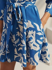 Blue Belted Mini Shirt Dress - Image 4 of 6