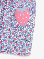 JoJo Maman Bébé Blue Strawberry Bloom Print & Strawberry Pockets Summer Dress - Image 7 of 7