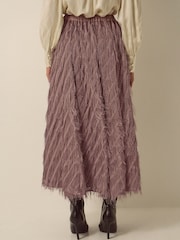 Monsoon Brown Fayana Fringe A-Line Midi Skirt - Image 3 of 4