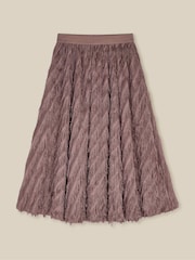 Monsoon Brown Fayana Fringe A-Line Midi Skirt - Image 4 of 4