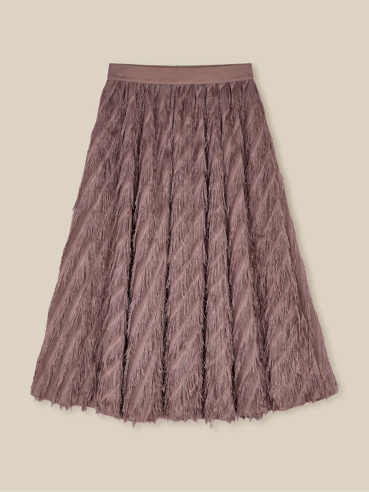Monsoon Brown Fayana Fringe A-Line Midi Skirt - Image 4 of 4 Monsoon Brown Fayana Fringe A-Line Midi Skirt - Image 4 of 4