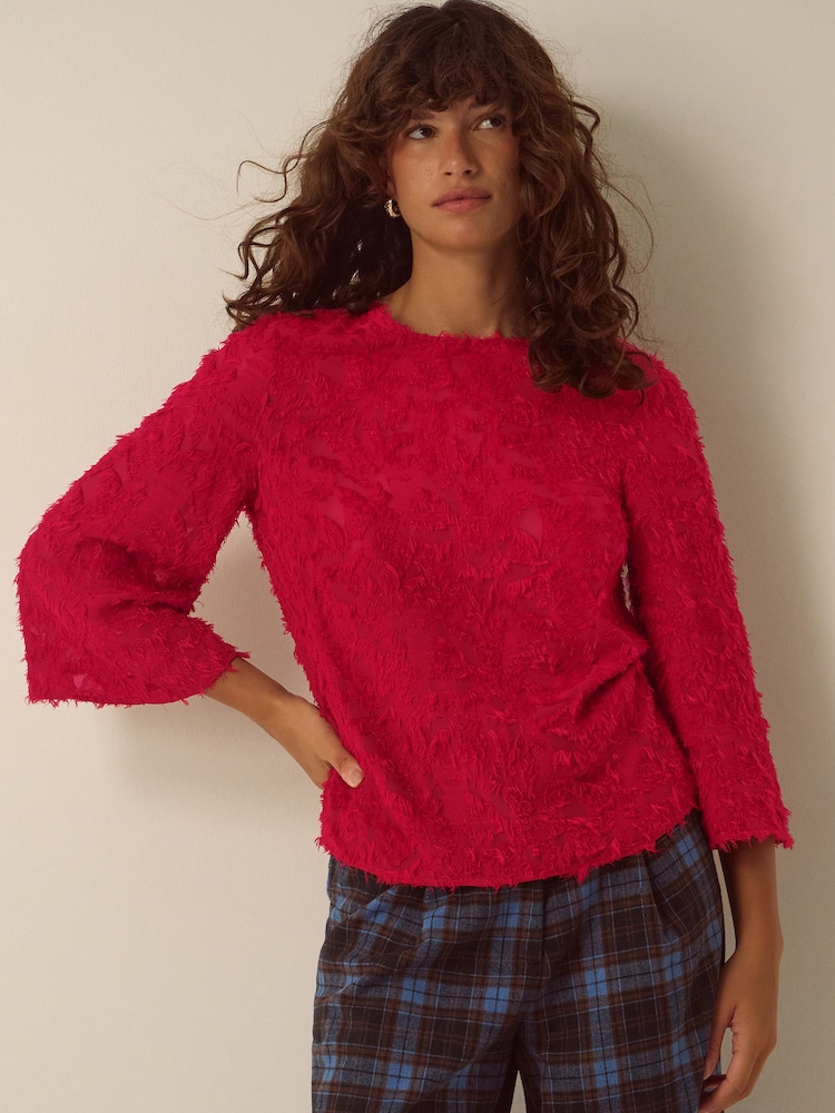 Monsoon Red Chrissy Bell Sleeve Appliqué Top - Image 1 of 5